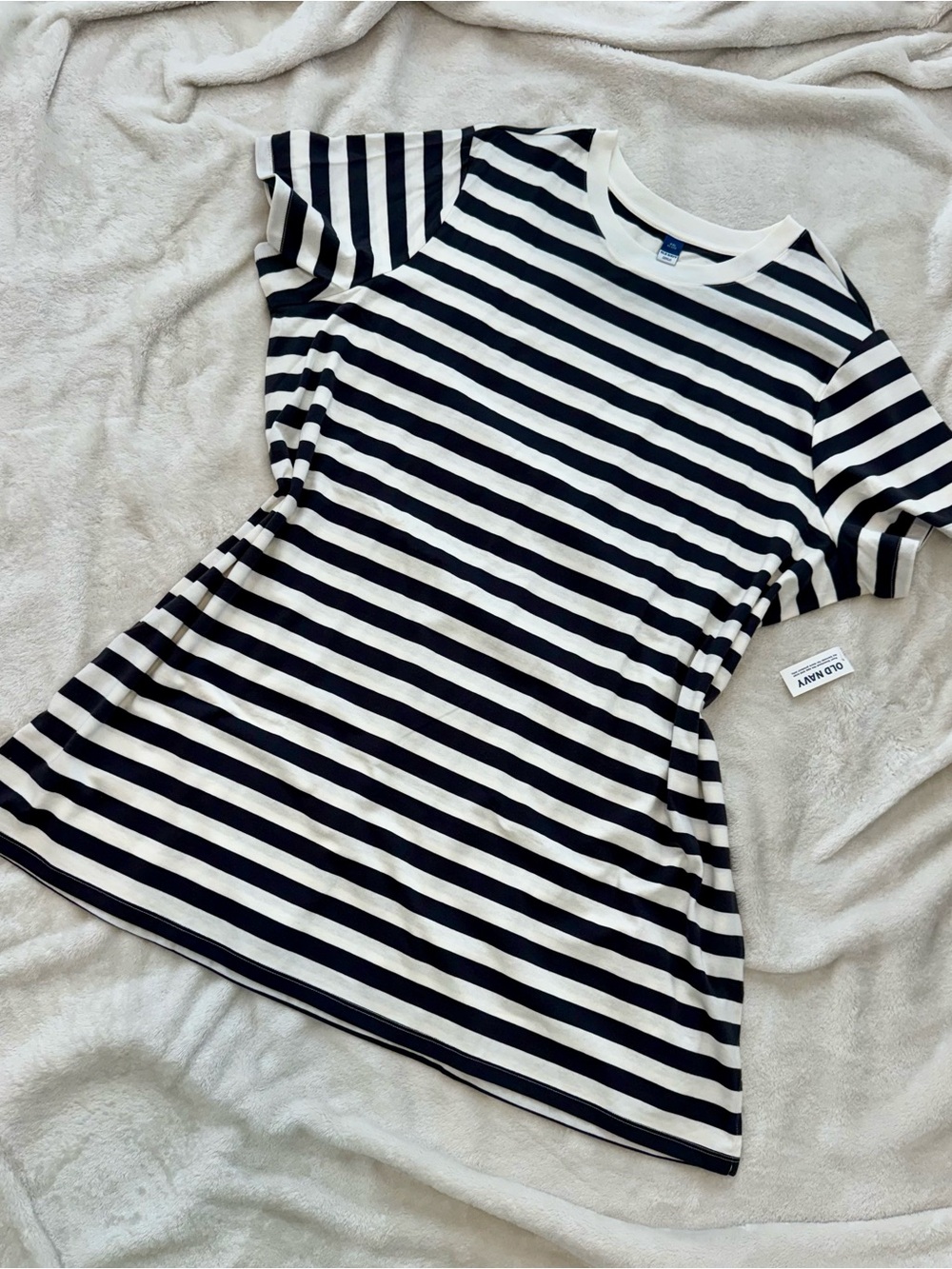 Old Navy Black & White Striped Tee Dress